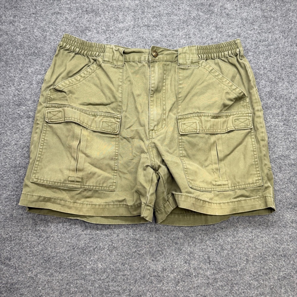 Cabelas Outdoors Mens Cargo Shorts Olive Green Cotton Canvas Size 38 Hiking 5in